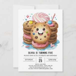 Elegant Printable Girly Cookies Birthday Invitation