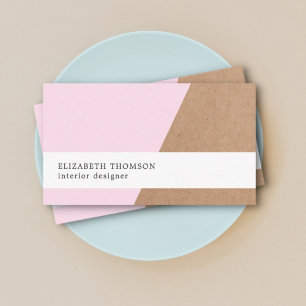 Elegant Printed Kraft Rose Geometric Business Card