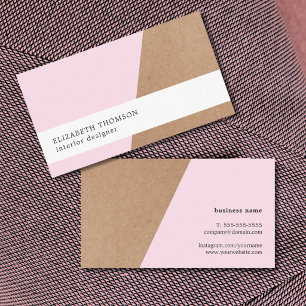 Elegant Printed Kraft Rose Geometric Business Card