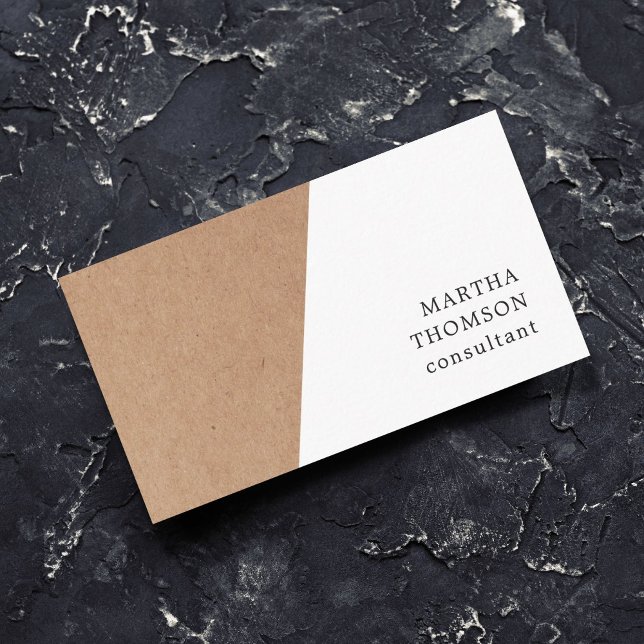 Elegant Printed Kraft White Geometric Consultant Business Card (Creator Uploaded)