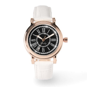 Elegant Printed Rhinestones Add Name Personalised Watch