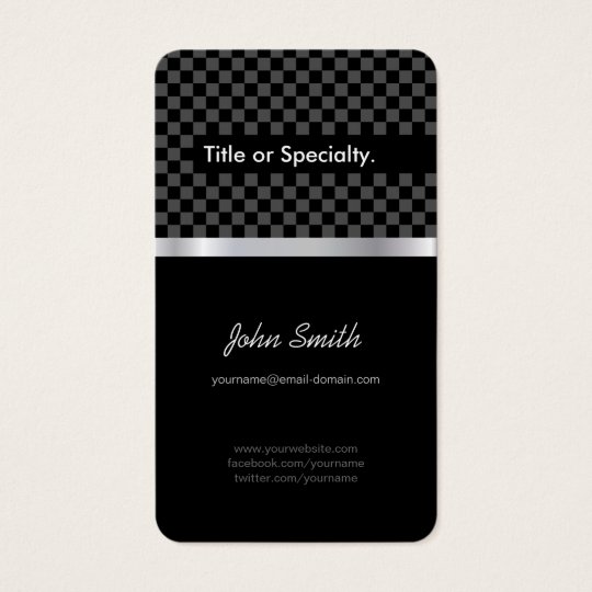 Elegant & Pro Black Silver Squares Chequered Business Card