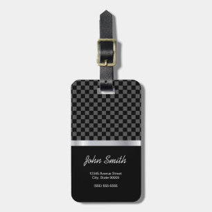 Elegant & Pro Black Silver Squares Chequered Luggage Tag