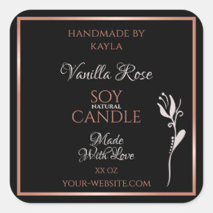 Elegant Product Labels Black with Rose Gold Frame