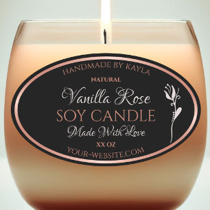Elegant Product Labels Black with Rose Gold Frame