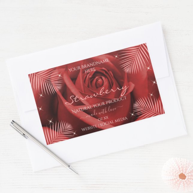 Elegant Product Labels Red Rose with Palm Leaves (Envelope)