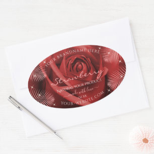 Elegant Product Labels Red Rose with Palm Leaves