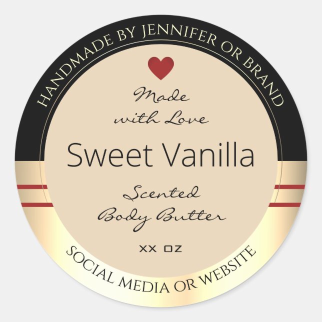 Elegant Product Packaging Labels Black Beige Gold (Front)