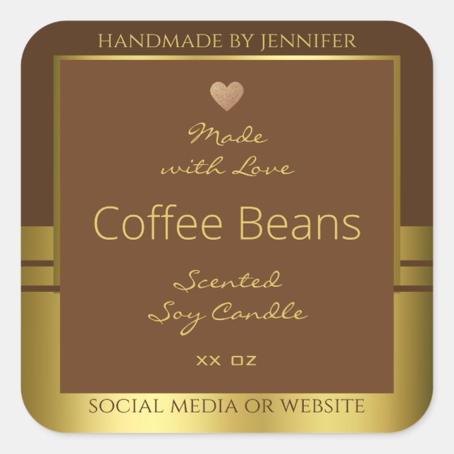 Elegant Product Packaging Labels Brown and Gold (Front)