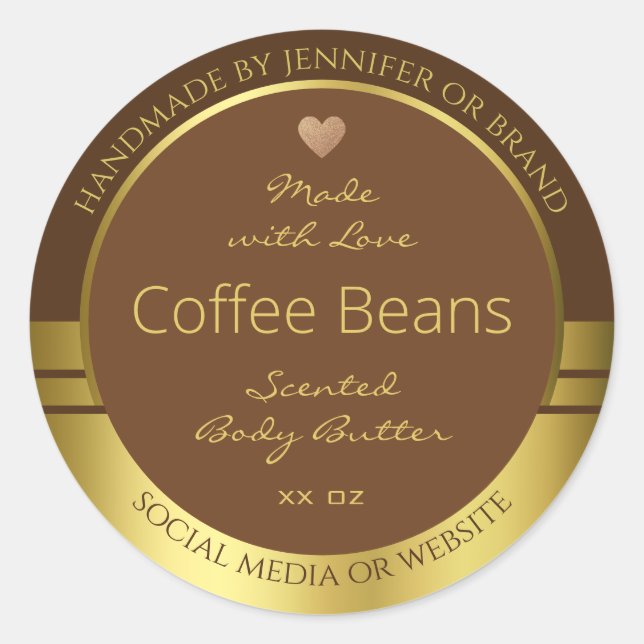 Elegant Product Packaging Labels Brown and Gold (Front)