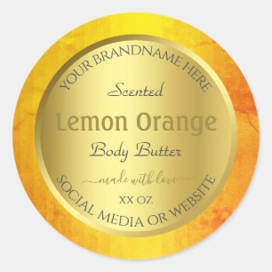 Elegant Product Packaging Labels Gold Orange Frame