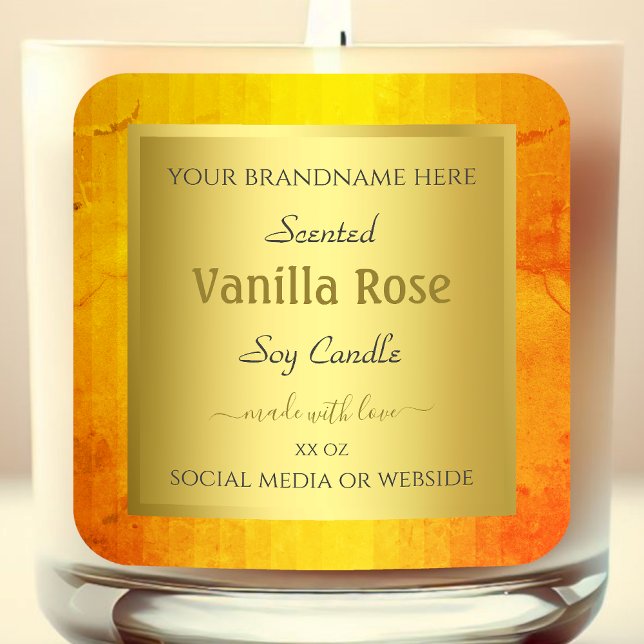 Elegant Product Packaging Labels Gold Orange Frame (Creator Uploaded)