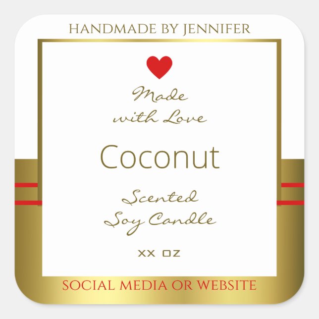 Elegant Product Packaging Labels White and Gold (Front)