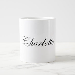 Elegant Professional Add Name Plain Black White Large Coffee Mug