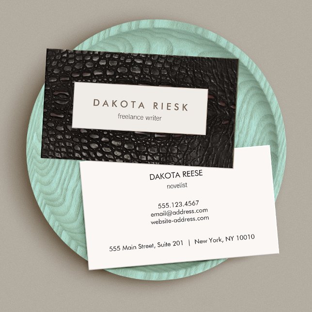 Elegant Professional Black Alligator Leather Business Card (Creator Uploaded)