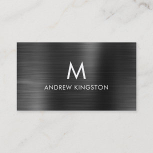 Elegant Professional Black Grey Brushed Steel Business Card
