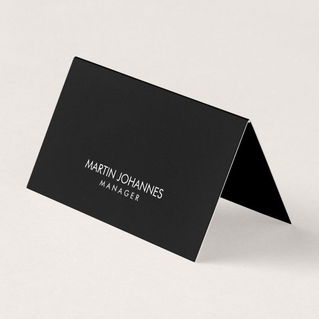 Elegant Professional Black Plain Business Card (Front)