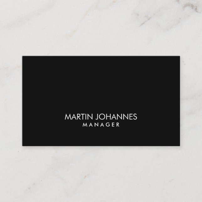 Elegant Professional Black Plain Business Card (Front)