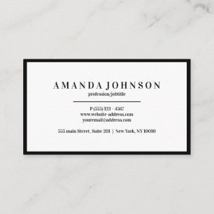 Elegant Professional Black White Minimal Business Card
