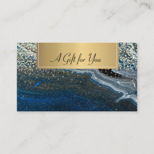 Elegant Professional Blue Marble Gold Confetti Discount Card