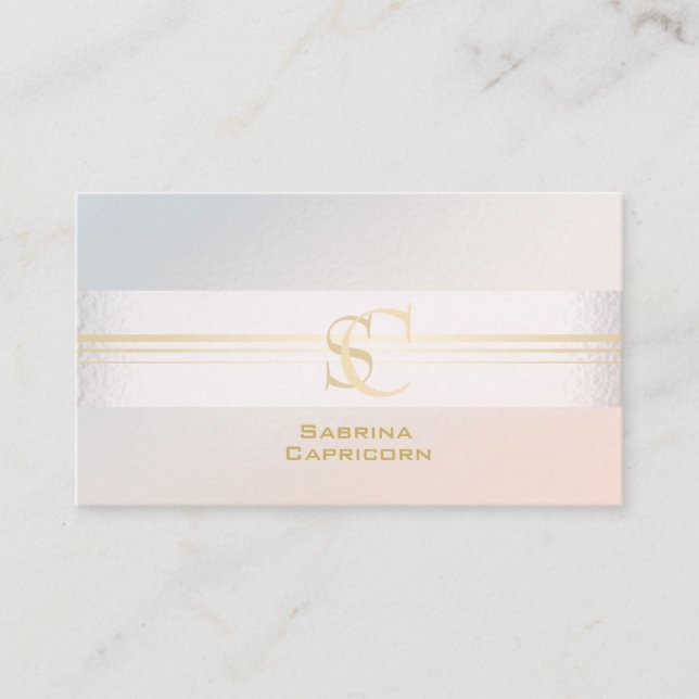 Elegant  Professional Blush Pearl Monogram Business Card (Front)