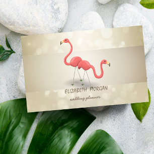 Elegant Professional Bokeh, Stripe, Flamingo Business Card