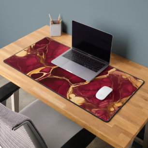 Elegant Professional Burgundy Gold Marble Desk Mat