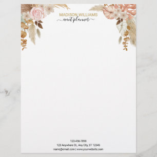Elegant Professional Business Boho Floral Custom Letterhead