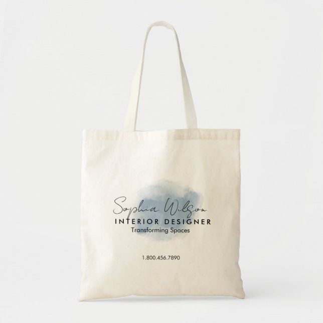 Elegant Professional Business Watercolor Signature Tote Bag (Front)