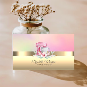 Elegant Professional Cake Mixer Flower Bakery Business Card