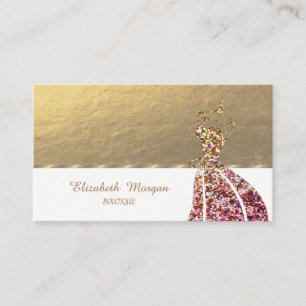Elegant Professional, Chic Glitter Dress Business Card
