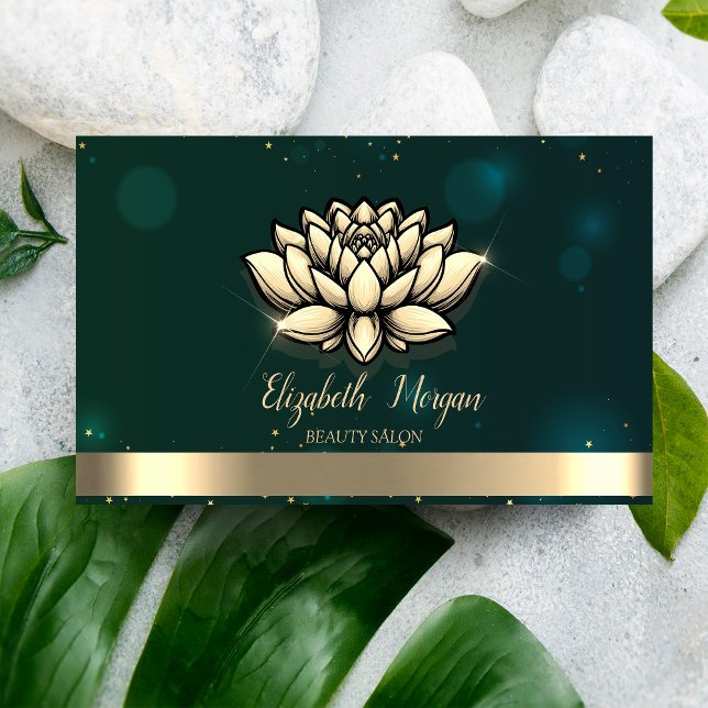 Elegant Professional Chic Lotus Green Business Card (Creator Uploaded)