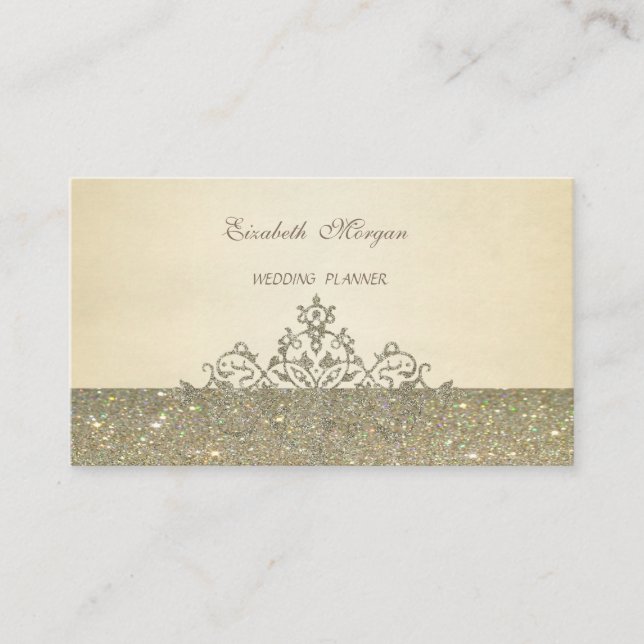 Elegant Professional Chic Luxury,Glittery ,Lace Business Card (Front)
