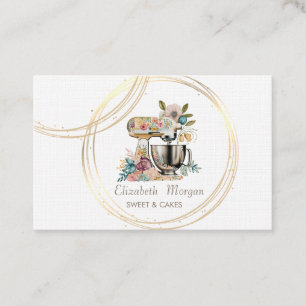 Elegant Professional Circles Floral Cake Mixer Business Card