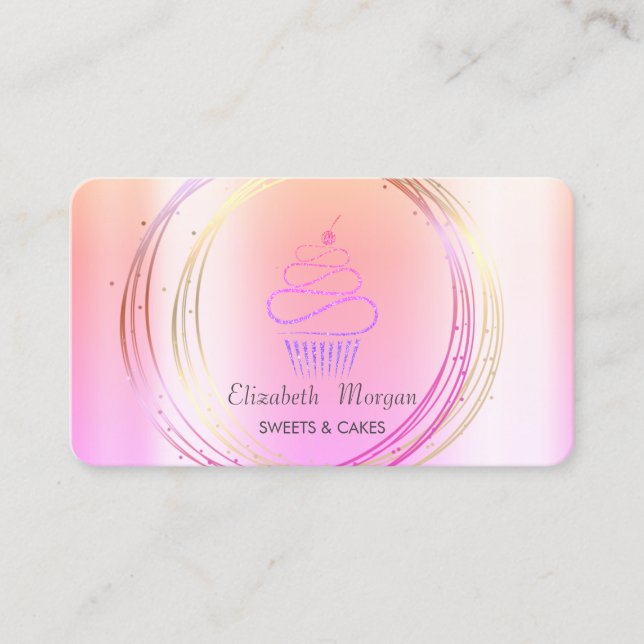 Elegant Professional Circles Glitter Cupcake  Business Card (Front)