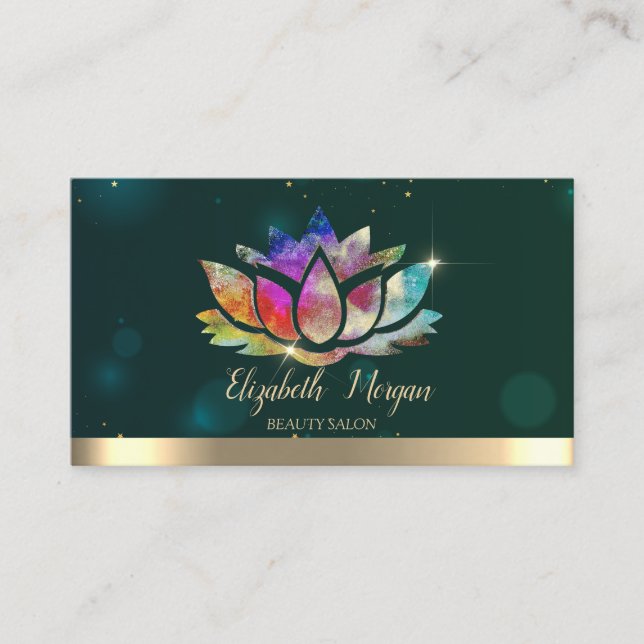 Elegant Professional Colourful Lotus Green  Business Card (Front)