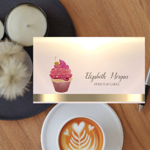 Elegant Professional Cupcake Gold Business Card