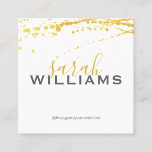 Elegant Professional Cursive / Gold Splatter Square Business Card