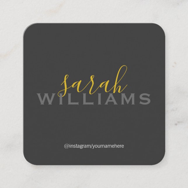 Elegant Professional Cursive / Grey Square Business Card (Front)