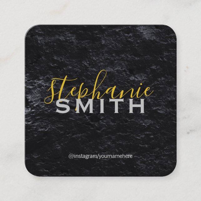 Elegant Professional Cursive / Slate Square Business Card (Front)