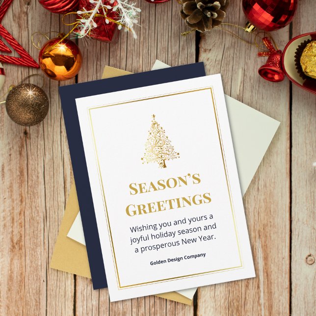Elegant Professional Custom Logo Blue Christmas  Holiday Card (Creator Uploaded)
