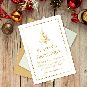 Elegant Professional Custom Logo Golden Christmas Holiday Card