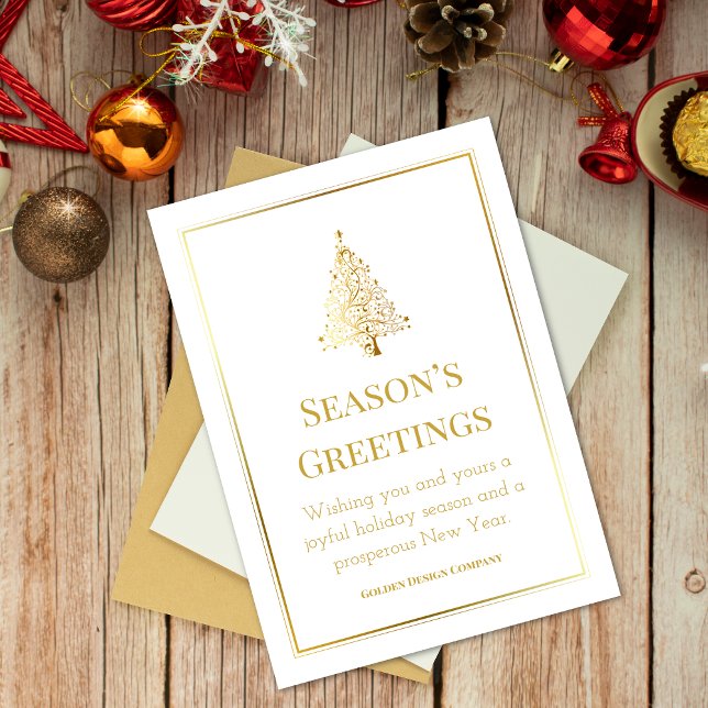 Elegant Professional Custom Logo Golden Christmas  Holiday Card (Creator Uploaded)