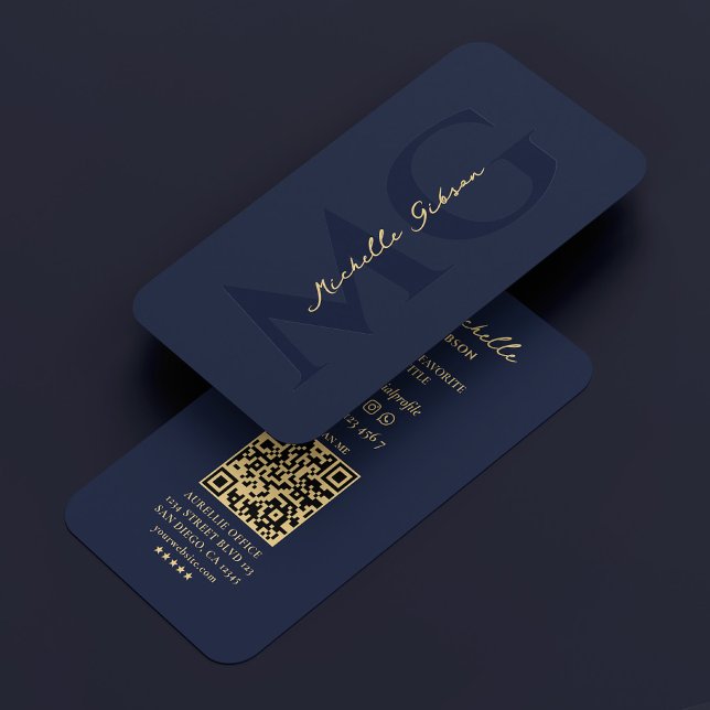 Elegant Professional Dark Navy Modern Monogram  Business Card (Elegant Professional Dark Navy Modern Monogram Business Card
)