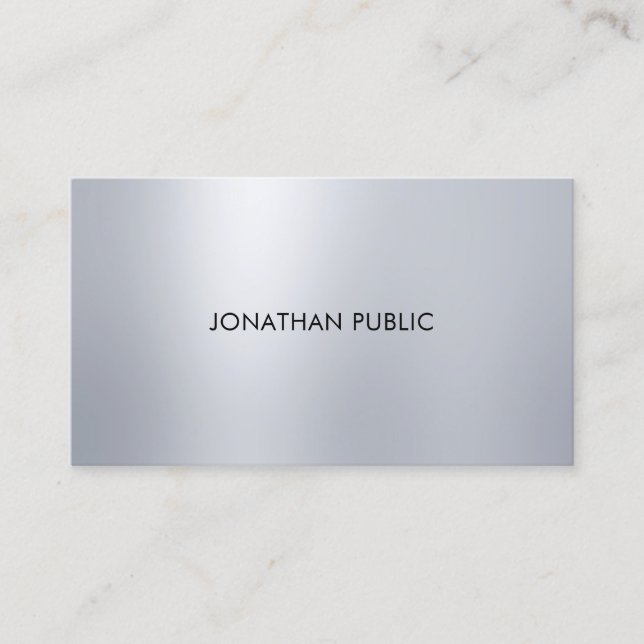 Elegant Professional Design Silver Look Modern Top Business Card (Front)