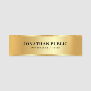 Elegant Professional Design Trendy Glamorous Gold Name Tag