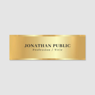 Elegant Professional Design Trendy Glamour Gold Name Tag