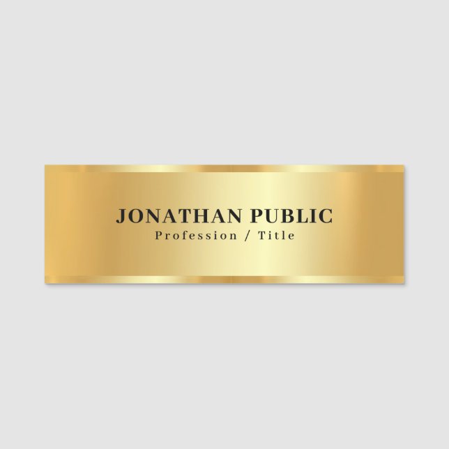 Elegant Professional Design Trendy Glamour Gold Name Tag (Front)