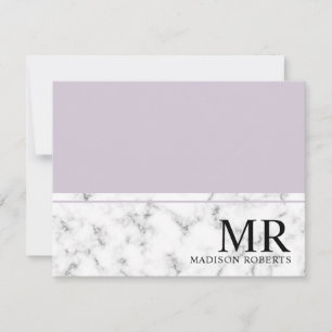 Elegant professional dusty purple marble monogram card