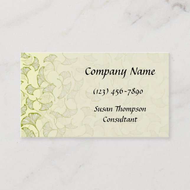 Elegant Professional Falling Ginkgo Leaves Business Card (Front)